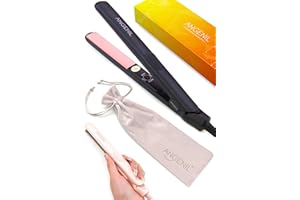 ANGENIL Pro Ceramic Mini Hair Straightener, Small Dual Voltage Travel Hair Straighteners Anti-Scald Silicone Heat Resistant, Mini Straighteners for Short Hair, Fine Hair, Beard, (140℃- 160℃ -190℃)