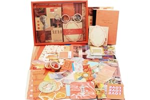 Irayin Vintage Scrapbook Zubehör Set, 136 Stück Bullet Journal Zubehör Set mit A6 Raster Notizbuch, Scrapbook Stickers, Reisebuch Geschenkset, DIY Geschenk fürMädchen Damen(Dämmerung)