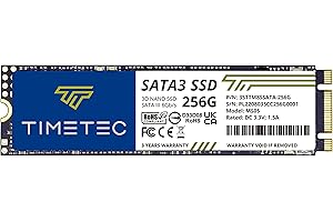 Timetec 256 Go SSD 3D NAND TLC SATA III 6 GB/s M.2 2280 NGFF 128 ToW Vitesse de Lecture jusqu'à 550 Mo/s SLC Cache Performance Boost Disque SSD Interne pour PC Ordinateur Portable et de Bureau