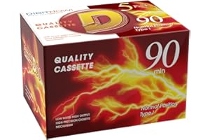 MERSOCO Blank Audio Cassette Tape - 90 Minutes Recording Time - Low Noise and High Output - Dictation, MP3 Recording to Blank Tape - Pack of 5