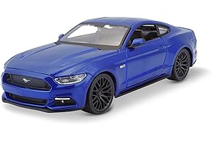 BAUER SPIELWAREN Maisto Ford Mustang GT (2015): modellino auto in scala 1:24, porte e cofano mobili, 20 cm, blu (531508B)