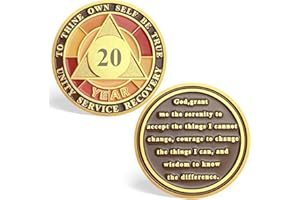 TEIKITIZI 20 Year Sobriety Chips, Tri-Plate Sobriety AA Chips and Medallions - Sobriety Coins Recovery Chips Sober Coins for Alcoholics Anonymous Recovery Sobriety Gifts for Men/Women