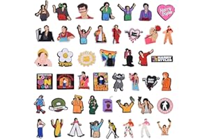 MAFHVV 46pcs Shoe Charms for Harry Styles for Croc Charms, Clog Decoration Cartoon Anime Charms Shoe Accessories, Cartoon Pvc Shoe Charms Decoration for Kids Teens Boys Girls Men Women Party Birthday Gifts