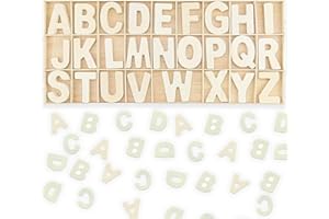 LEERSAO 130 Stück (5 Sätze) Holzbuchstaben Set Lagerung in Tablett,Großbuchstaben A-Z,Wooden Alphabet,Buchstaben zum Basteln für Kunsthandwerk DIY Hochzeitsfeier Home Decoration Displays-Holzfarbe