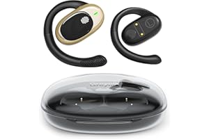 GREYOLK Ecouteur Traducteur Instantané, 42 Heure Bluetooth 5.4 Ecouteurs sans Fil avec 156 Langues, 3 en 1 Écouteur AI Traduction Vocale Instantanée, 6 Modes de Traduction pour Affaires/Études, Noir Or