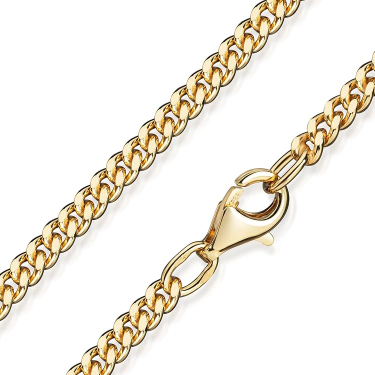 Schlangenkette Damen 925 Sterling Silber 24K Vergoldet – Feine Goldkette 1 Mm, Made In Italy, 42-70 Cm Länge