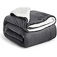 IR Imperial Rooms Sherpa Fleece Blanket Bed Throws Blankets For Sofas Soft Fluffy Thick Blanket Reversible Microfiber Throw (Grey, King (200 x 240 Cm))