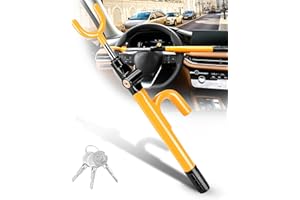 Tevlaphee Lenkradschloss, Auto-Sicherheits-Schloss, Hochwertige Diebstahlsicherung, Hohe Sichtbarkeit, Universelle Passform für Pkw, SUVs & Transporter, Verstellbar, 3 Schlüssel(Gelb)