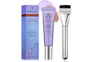 HENJUNU CC Cream Dull Correct+Pennello per Fondotinta,Crema CC Illuminante e Riparatrice con Centella Asiatica,SPF 25,Trattamento Perfettore Automatico del Teint,Illumina il Tono Della Pelle