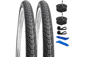 YunSCM Lot de 2 700C Pneus 700x32C ETRTO 32-622 et Lot de 2 Chambres à air 700x25/32c FV48mm Valve 700C Compatible 700x32C Pneus et Chambres à air