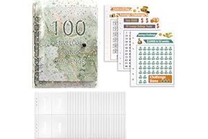 CALLYSONIC Sparbuch für Geld Challenge, Geldsparmappe, Geld Sparen Mappe, Sparchallenge, 100 Envelope Saving Challenge, Sparbuch Für Budget Binder, für Paare, Büros, Zuhause, Schule (grün) (1)