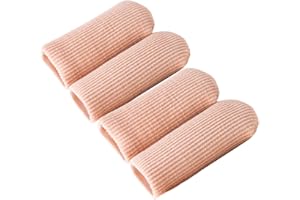 Makhry 4pcs Ajustable Cuttable Gel Dedo del Pie y Dedo Tapa Forrado Gel Toe Cubre Mangas Acanalado Knit Toe Caps Silopad Digital Caps para Dedos/Dedos (XL)