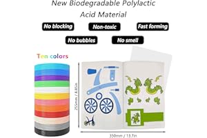 HUANMIN Penna 3D per bambini modello, modelli di penna 3D (40 modelli), set di accessori per penna 3D, filapen da 1,75 mm, filamento PLA 10 colori, 5 m, per stampante 3D（Senza penna）