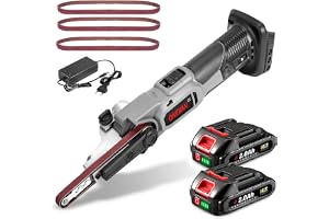 ONEVAN sladdlös bandslip, elektrisk bandfil med 2 2000mAh batterier, 6 hastigheter, 35° justerbar, elektrisk filfingerslip ba