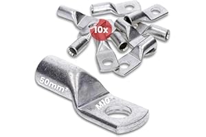 Kalitec HR50-10 - Terminales de cable tubular (10 unidades, 50 mm², M10, sin orificio visual), fabricado en Alemania