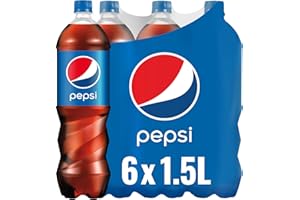 Pepsi Cola, Das Original von Pepsi, Koffeinhaltige Cola in Flaschen aus 100% recyceltem Material, EINWEG (6 x 1.5 l)