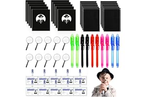 CORPOWER Gioco investigativo per bambini, 50 pezzi, kit spia con notebook, lente d'ingrandimento e carte d'identità detective