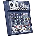 Morelian 4-channel Mixing Console & Aux Paths Plus Effects Processor Digital Audio Mixer 3-band EQ Built-in 48V Phantom Power with USB Function for Home Studio Recording DJ Network Live Broadcast
