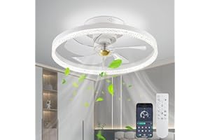 EKDADL Ceiling Fans with Lights and Remote Flush Mount Modern Indoor 19.7" LED Dimmable Low Profile Ceiling Fans with Lamps APP Smart Ceiling Fan 3 Light Color Adjustable and 6 Speeds