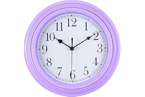 Topkey Reloj de Pared Silencioso Cocina 9 Pulgadas Retro Sin Tictac Decorativo Dormitorio Oficina Reloj de Pared - Taro Violeta
