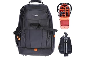 Mochila para Cámara, Rollei Fotoliner Mochila Fotografía Profesional con Compartimento para Portátil Bolsa Impermeable Fotográfica para Cámaras DSLR Accesorios 32 x 25 x 48 cm Negro