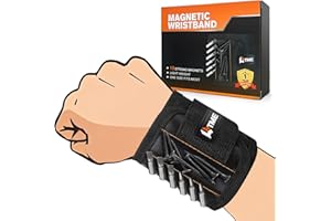 LATME Magnetic Wristband with 15 Strong Magnets for Holding Screws Nails Drill Bits-Best Armband Tool for DIY Handyman-Unique Tool Gift for Men Women (No Pocket)
