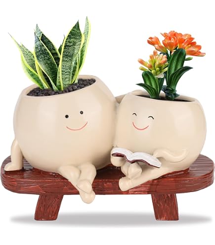 Blumentopf Mit Schaukel & Smiley-Gesicht – Süßer Übertopf Auf Schaukelstuhl Für Sukkulenten, Mit Ablaufloch