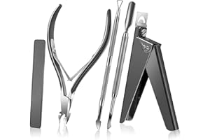 ‎WEIYI WEIYI Nagelknipser,Nagelhautschneider,Nagelhautpinzette,5-teiliges Maniküre und Pediküre Set,Guillotine Capsule Ongle,Professioneller Nagelknipser（Schwarz）