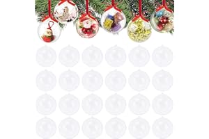 FALSKT 30pcs Bolas de Navidad Transparentes 8cm Bolas Transparentes Navidad Bolas Transparente Rellenables Bola para Personalizar Bola para Poner Fotos Adorno DIY
