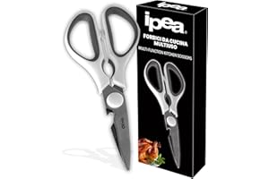 IPEA Forbici da Cucina Multiuso - 20 CM - Forbici Taglio Pollo, Carne, Pesce, Verdura - Multifunzione in Acciaio per Tagliare Pizza e Alimenti - Dotate di Apribottiglie, Cavatappi e Schiaccianoci