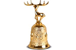 ZHYLUO Handglocke Weihnachten,Gold Weihnachtsglocke Tischglocke Glocken Weihnachtsdekoration Geeignet für Bar, Restaurant Tischglocken Weihnachtsdekorationen Hochzeit Abendessen
