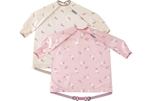 BIBaDO - Long Sleeve Baby Bibs - Babies & Toddlers 6-36 Months - Coverall Baby Weaning Bib - Easy Wipe Clean & Soft Fabric - Attach to Highchair & Tables - Waterproof - Machine Washable - Baby Gifts