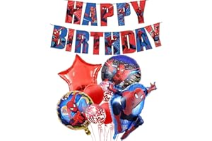 YOOYEH Spiderman Birthday Party Decorations, 1 Happy Birthday Banner 8 Balloons Latex Foil Balloons Spiderman Birthday Party Decoration Suppliesfor Boys Girls