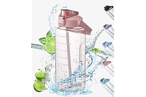BOSSETY Gourde 2l, Gourde 2l Motivation, Gourde Graduée, avec Marqueur et Paille, avec Poignée, Bouteille d'eau Étanche pour la Randonnée Voyage Sports de Plein Air Fitness (Rose)