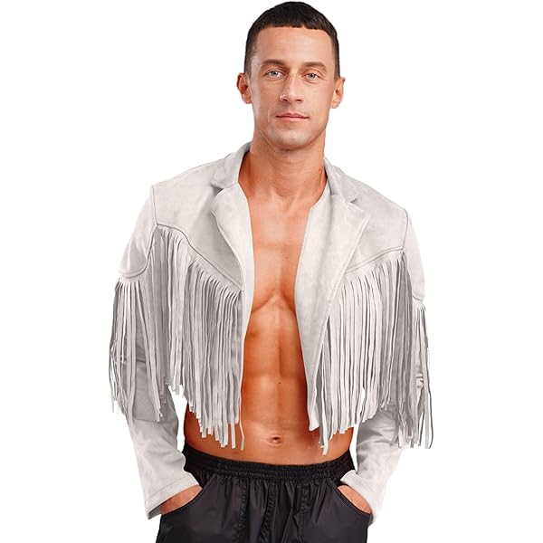 Ruamilyy Gilet De Cowboy En Daim Pour Homme Avec Franges Et Rivets