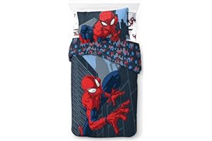 Jay Franco Marvel Spiderman El Hombre Araña Juego de Ropa de Cama Infantil 3 Piezas 100% Algodón Cama Individual - Incluye Funda Edredon 135x200cm + Sabana Bajera 90x200cm + Funda de Almohada 50x70cm