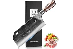 ENOKING Couteau Cuisine Couteau de Chef Professionnel, 20.5cm Lame Couperet Couteau Forgé à la Main, Couteau du Chef Chinois, Haute Qualité Couteaux Cuisine Adapté aux Fruits, Légumes et Viande