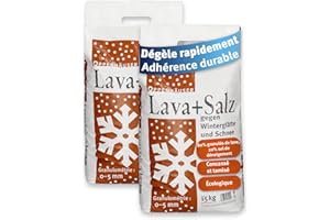 OPPENHÄUSER Mélange lave + sel 30kg, concassé et tamisé : 80% granulats de lave, 20% sel de déneigement (DIN EN 16811-1), action rapide et durable, pour trottoirs et routes, qualité premium