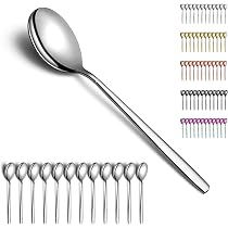 Set 12 Posate Dessert In Acciaio Inox – Cucchiaini A Vanga E Forchette – 15,5 Cm – Con Gancio Salvaspazio