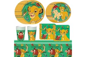 OCDSLYGB El Rey León Vajilla para Fiestas 51 Piezas Cubiertos Fiesta El Rey León,Juego Vajilla The Lion,Decoración Cumpleaños del Rey León Incluye Vasos Platos Servilletas Fiesta Cumpleaños