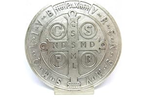 GTBITALY 69.080.30 Base medaglia San Benedetto Misura 10 cm Argento con Base espositore esorcista esorcismo