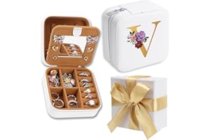 WALLFID Scatola da Regalo a Nodo,Bianca Portagioie con Specchio,Regalo Compleanno Donna,Regali Donna,Portagioie da Viaggio - Organizzatore per Orologi,Rosetti,Orecchini,Collane (V)