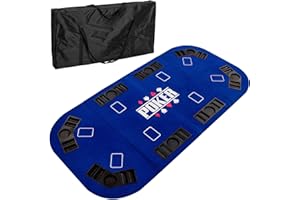 GAMES PLANET Tavolo da Poker Pieghevole Straight per Un Massimo di 8 Giocatori, Dimensioni 160 x 80 cm, Piano in MDF, 8 portabicchieri, 8 vassoi per Le fiches, Colori a Scelta - Blu