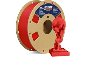 OVERTURE PLA Plus (PLA+) Filament 1.75mm PLA Professional Toughness Enhanced PLA Roll, Cardboard Spool, Premium PLA 1kg(2.2lbs), Dimensional Accuracy 99% Probability +/- 0.03mm(Red)