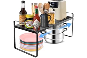NVIYAM Étagère extensible de Rangement en métal, Étagère de cuisine extensible Organiseurs de Placards, Étagère de rangement pour Placard de Cuisine/Salle de Bain/comptoirs/ustensiles