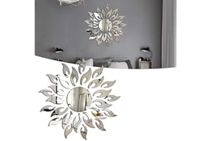 CONBLOM Flor del Sol Pegatinas Decorativas Pared plata, Pegatinas de Cristal Acrílico Brillante, 3D Modern Espejo de Pared de la DIY, Decoración Para el Hogar