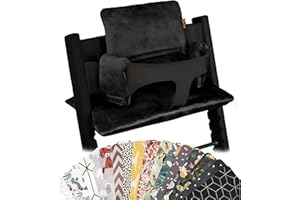 Coussin UKJE compatible avec Stokke Tripp Trapp - Coussin de siège doux pour nourrissons, bébés et tout-petits, Accessoires de chaise haute, Insert en tissu de coton (Noir Luxe)