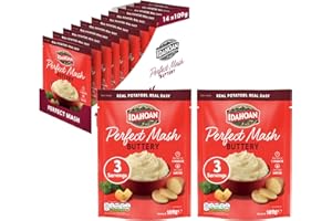 Idahoan Buttery Potato Mash Potatoes Pack of 14 x 109g - Instant Mash Potatoes Cooks in 1 Minute Ready to Eat Food