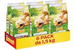 PURINA FRISKIES Nutri Soft 5 Promesse Crocchette per Cani Adulti con Manzo 6 Sacchi da 1.5kg