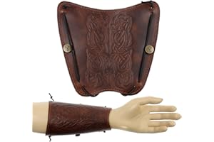 ‎JACKALOPE ARCHERY JACKALOPE Dragun - Shield - Armschutz, aus weichem Leder mit Ornament, Ausrüstung beim Bogenschießen